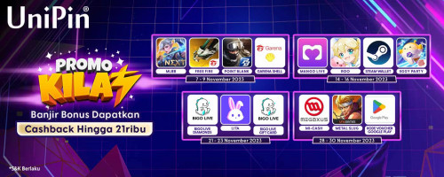 Banjir Bonus di Promo Kilat Dapatkan Cashback 21ribu UniPin Credits!